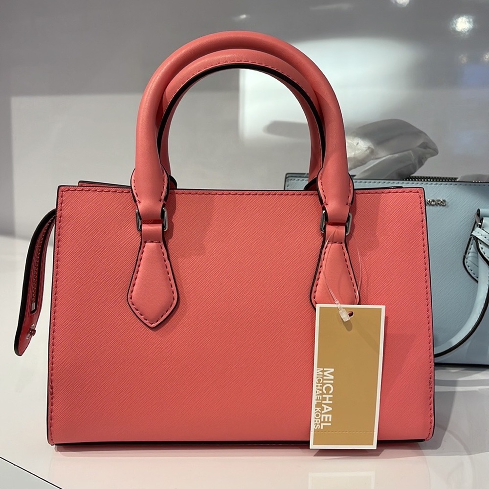 MICHAEL KORS
Sheila Small Faux Saffiano Leather Satchel
Tea Rose 
NWT - Picture 5 of 16
